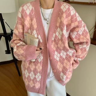argyle sweater cardigan