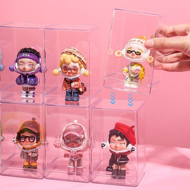 Masoom-Transparent Plastic Figure Display Storage Box Adhesive Pad Various Designs