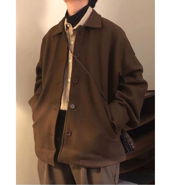 Blueforce-Collared Button-Up Plain Jacket