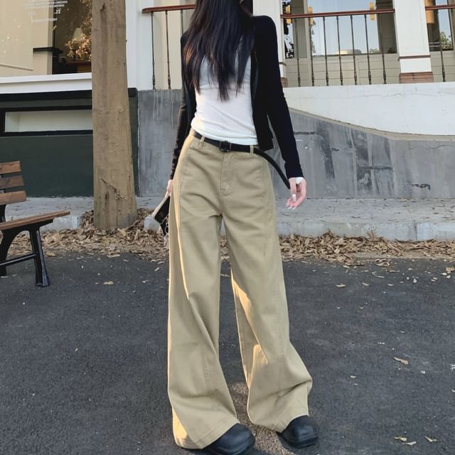 Gilmort-High Rise Wide Leg Jeans