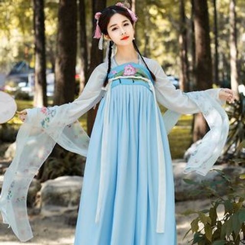 Coreba - Set: Long-Sleeve Hanfu Top + Strapless Maxi Dress | YesStyle