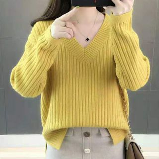 yellow ribbed sweater