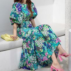 Floral Print Puff Sleeve Belted Dress  Fajas para vestidos, Mujeres  vestidos de verano, Ropa