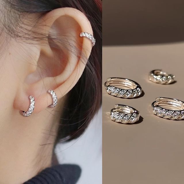 Hansha-Rhinestone Alloy Huggie Earring Various Designs