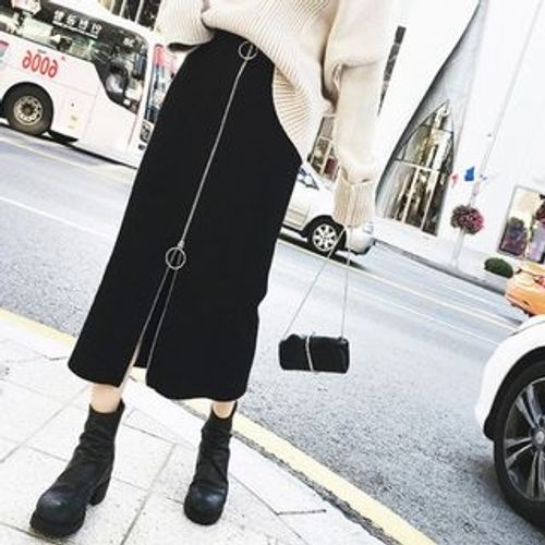 Zipper midi shop pencil skirt