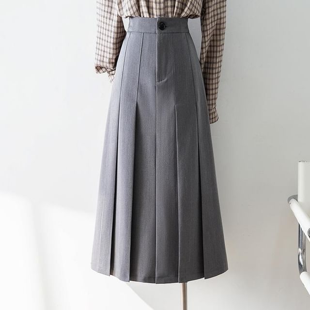 Cossita - High Rise Plain Accordion Pleated Midi A-Line