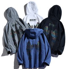 Rampo - Wings Print Hooded Zip-Up Jacket Rampo - Wings Print Hooded Zip-Up Jacket