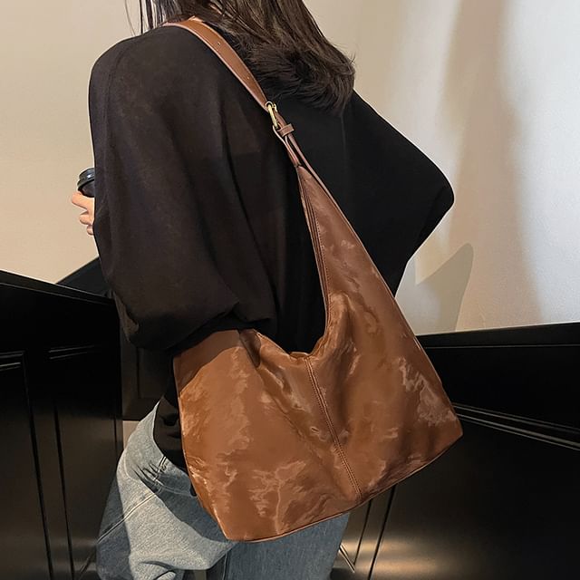 Skyglow-Panel Faux Leather Tote Bag