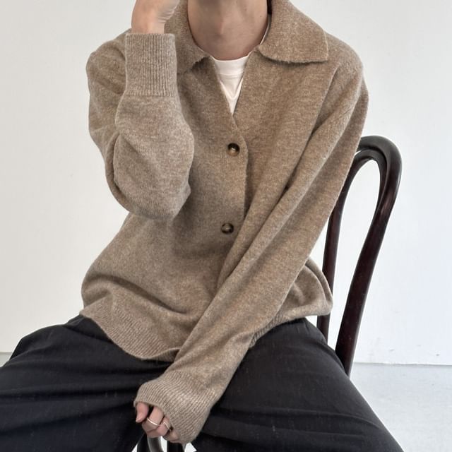Savenne-Collar Melange Cardigan