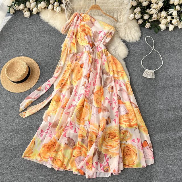asymmetric formal dress Briony Asymmetrical Maxi Dress in Black Floral
