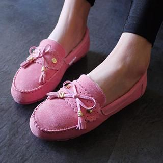 LOAFERS WITH BOW IN PINK SUEDE