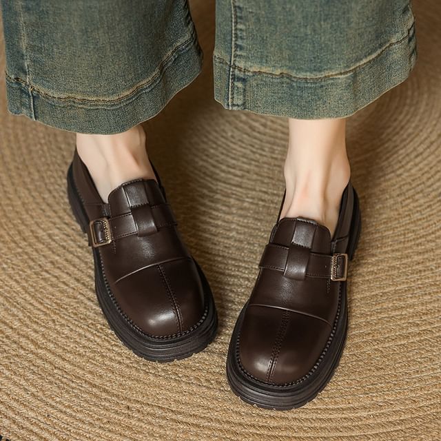 Cinnabelle-Platform Panel Buckled Shoes