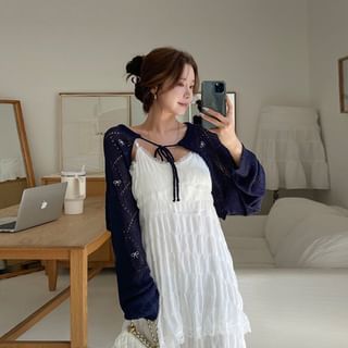 DEEPNY Ribbon Pointelle Knit Bolero Sale