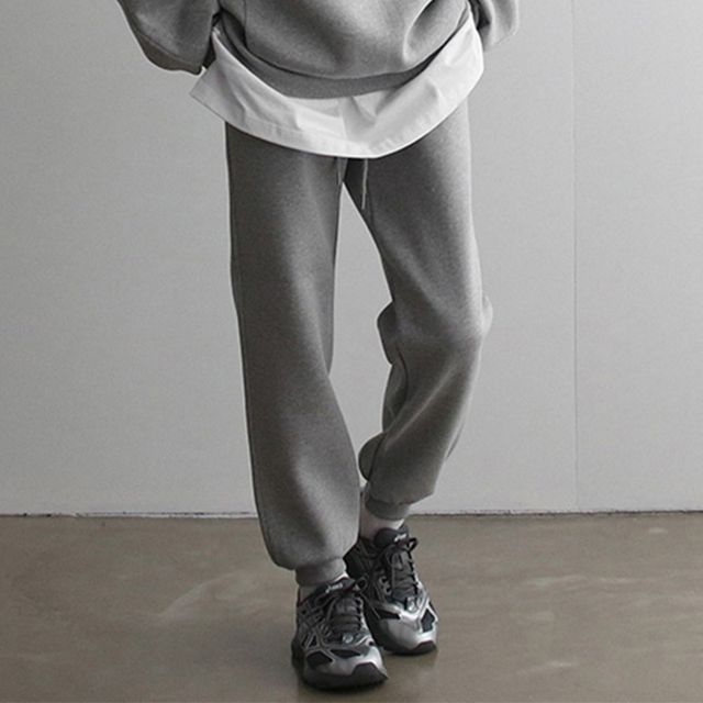 Okwano - Plain Zip Hoodie / Drawstring Waist Harem Sweatpants