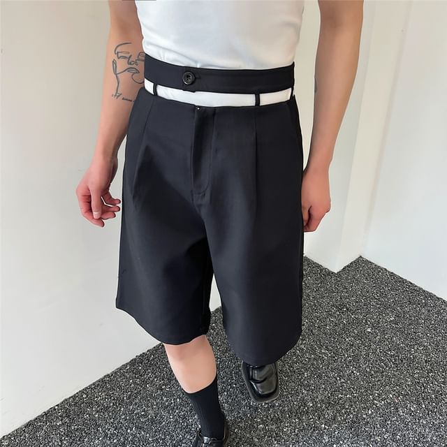 Omozando-High Waist Plain Shorts