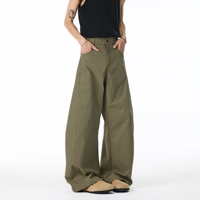 Vernanah-Mid Rise Plain Wide Leg Pants
