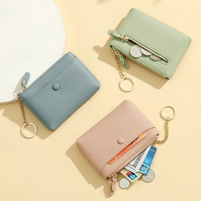 tablarosa-Plain Faux Leather Coin Purse