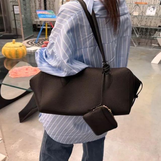 SeoulPop-Cowhide Leather Shoulder Bag