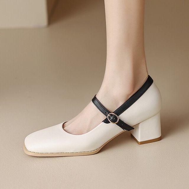 Freesia Block Heel Plain Mary Jane Pumps YesStyle