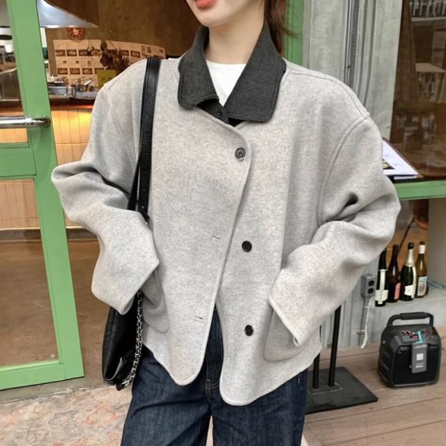 Kenning-Round Neck Plain Button Jacket