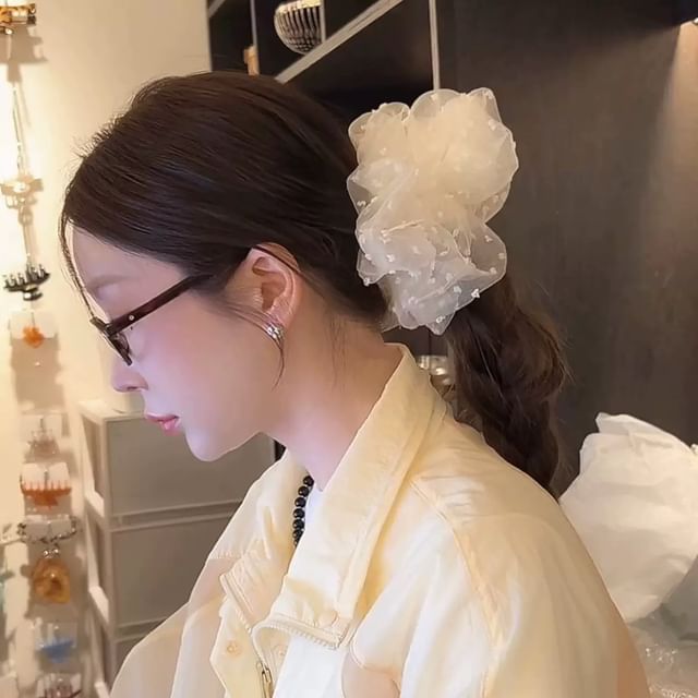 Ordinario-Polka Dot Mesh Scrunchie