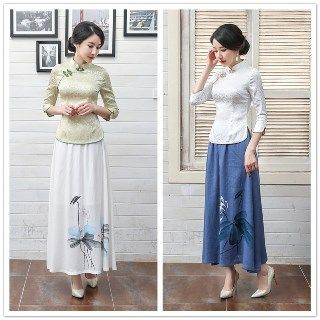 Golden Flowers-34-Sleeve Mandarin Collar Top