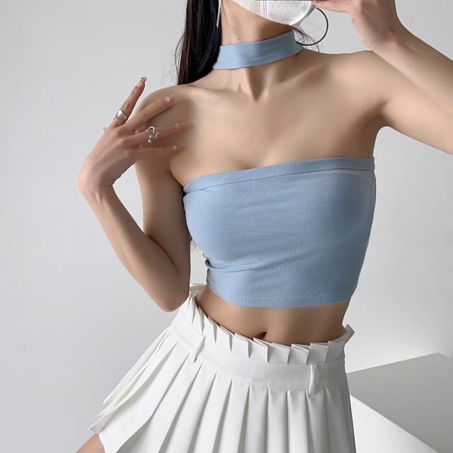 Amyway-Choker-Neck Plain Tube Top