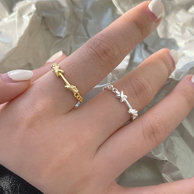 pexrl jewelry-925 Sterling Silver Knot Open Ring