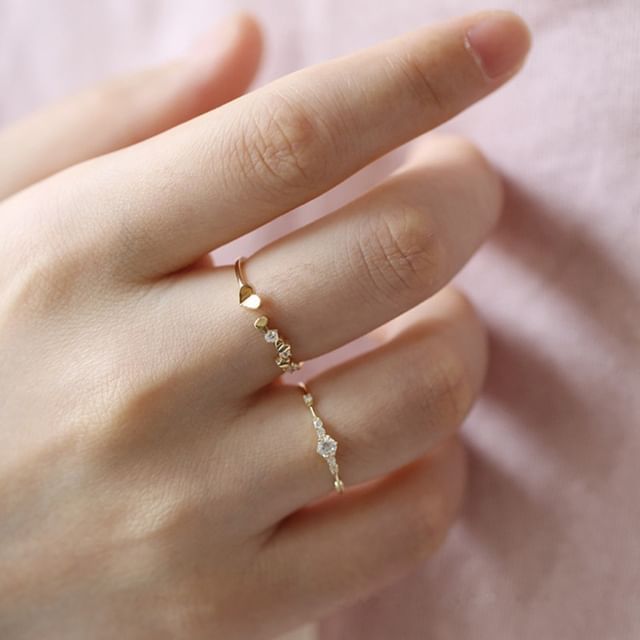 Seirios-Rhinestone Alloy Open Ring