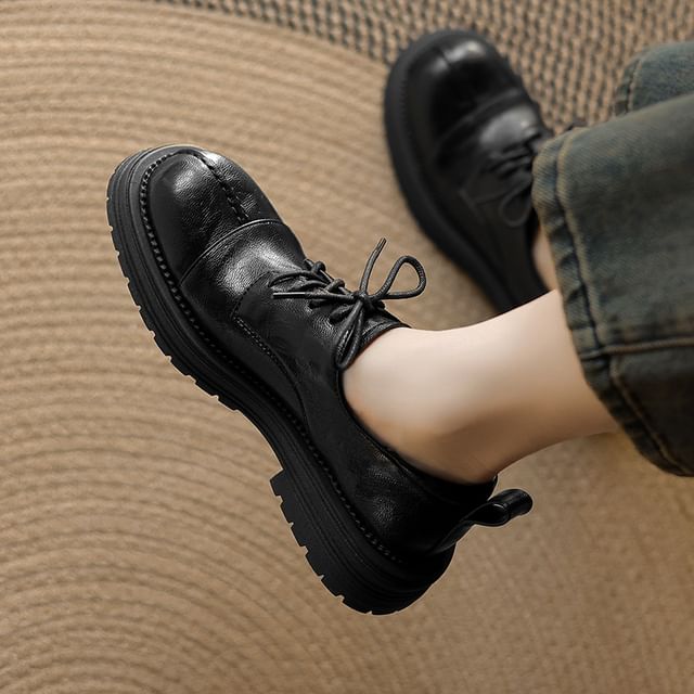 Megan-Plain Lace-Up Oxfords