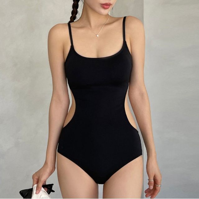 Women's Skimpy Bottom One Piece Black Solid - Pualani Hawaii