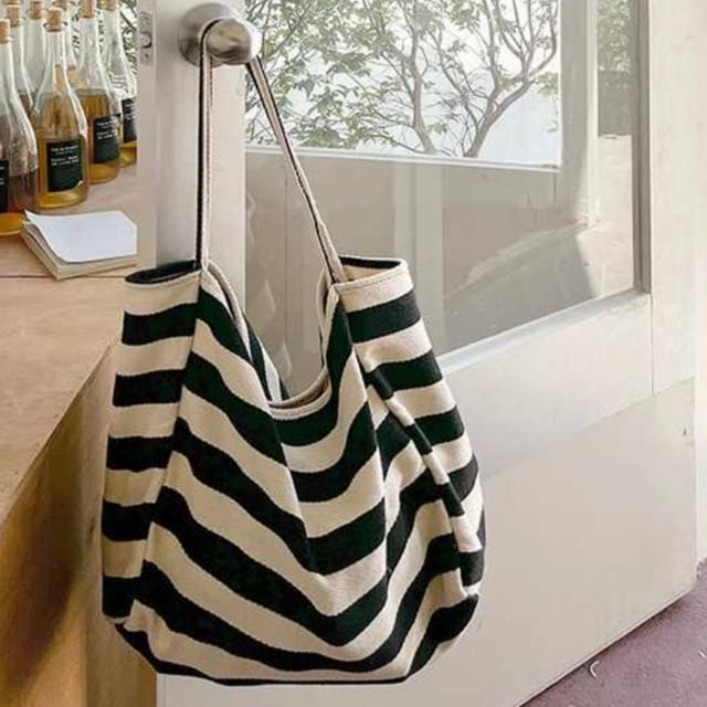 Basaran-Striped Canvas Tote Bag