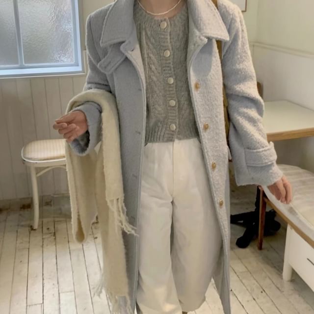 Janerium-Plain Maxi Single-Breasted Coat