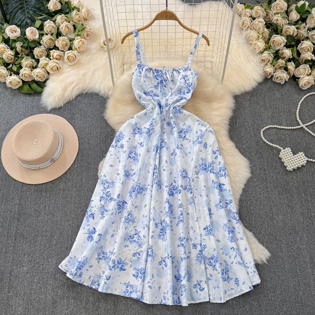 princess polly baby blue dress White Blue Floral Homecoming Dress