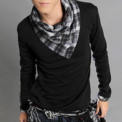 Inset Scarf Long-Sleeved T-Shirt