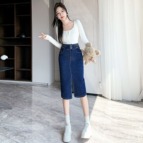 Denim skirt outlet yesstyle