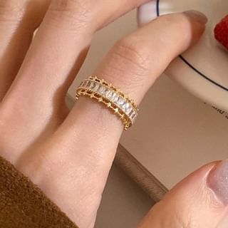 Gemsha-Rhinestone Alloy Open Ring