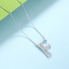 BELEC - 925 Sterling Silver Fashion Personality English Alphabet F Cubic Zircon Necklace BELEC - 925 Sterling Silver Fashion Personality English Alphabet F Cubic Zircon Necklace
