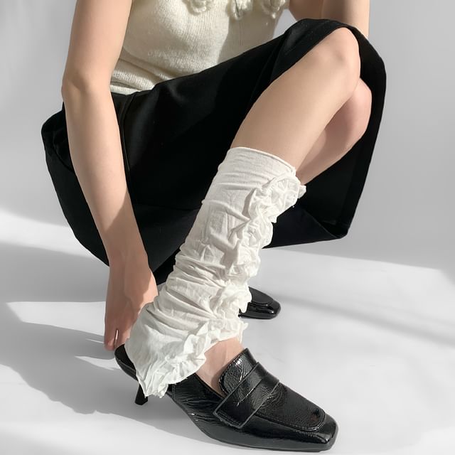 Desperim-Plain Ruffle Trim Leg Warmers