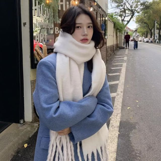 Pompabee-Plain Fringe Scarf