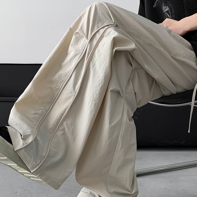 emeisa-High Waist Plain Wide Leg Pants