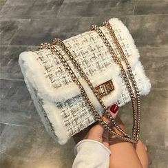 Nautilus Bags - Fluffy Trim Tweed Crossbody Bag Nautilus Bags - Fluffy Trim Tweed Crossbody Bag