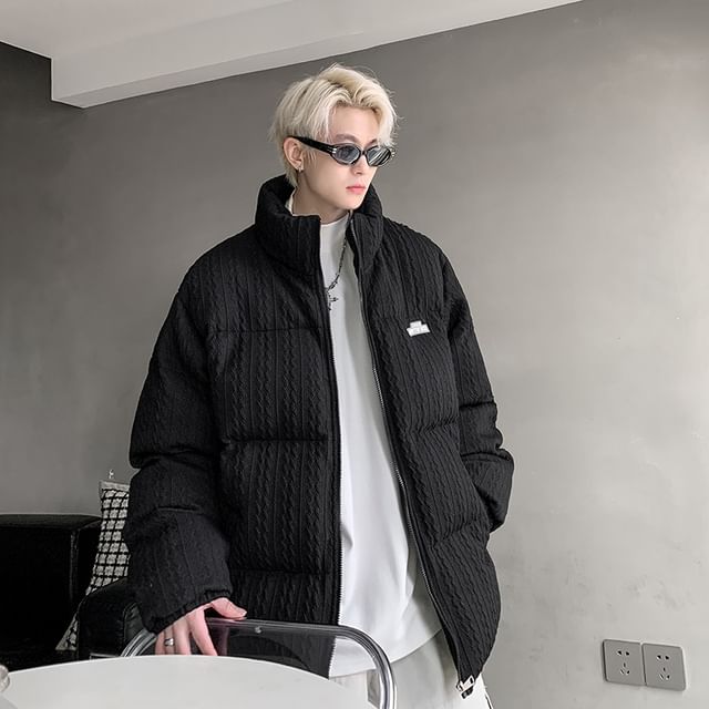 Bay Go Mall-Mock Neck Zip-Up Puffer Jacket