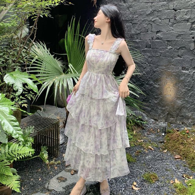 knee length dresses for ladies Sail to Sable Flutter Sleeve Smocked Midi Dress main image 1
