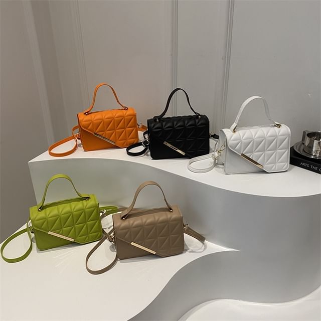 Mulgam-Quilted Flap Top Handle Crossbody Bag