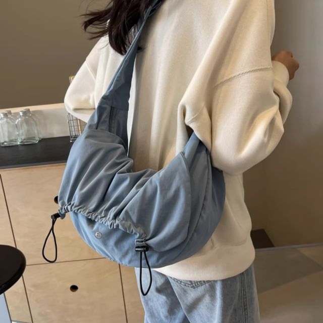 Chestnut Party-Plain Drawstring Flap Crossbody Bag
