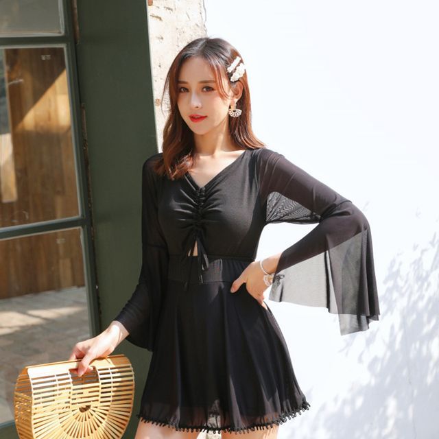 ALAS - Long-Sleeve Sheer Swim Dress | YesStyle