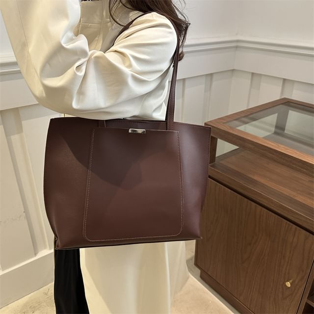 NewTown-Faux Leather Tote Bag