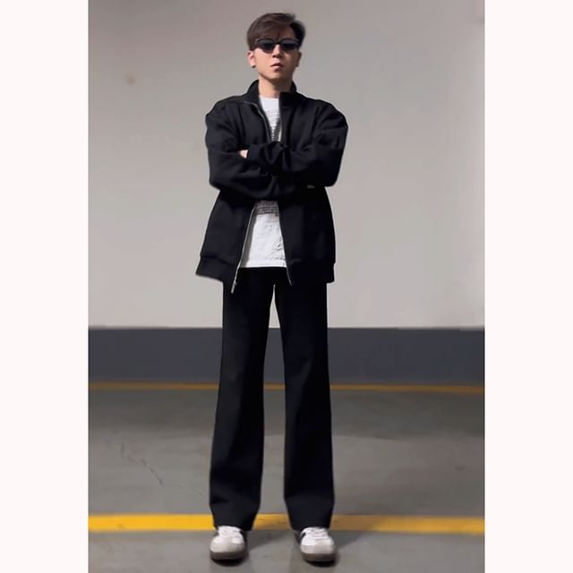 Chuoku-Mid Rise Plain Bootcut Dress Pants