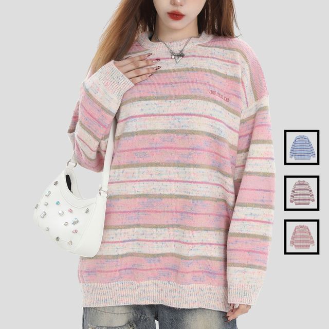 INStudio-Long-Sleeve Striped Sweater